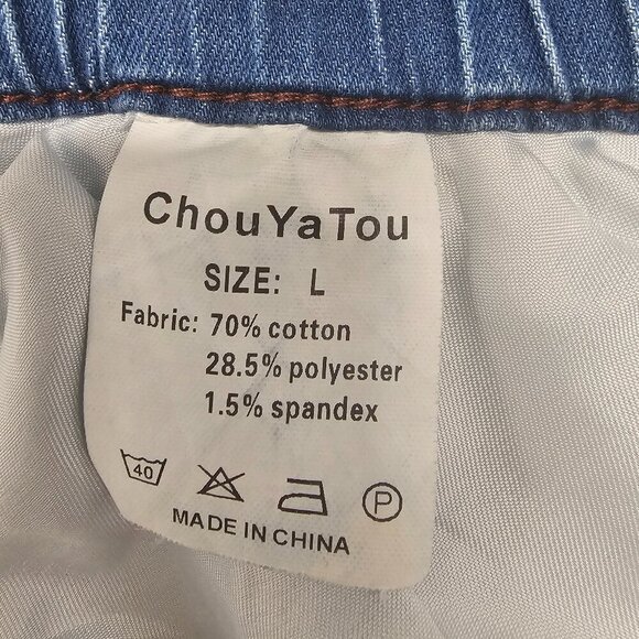 Blue Denim A-Line Midi Skirt Boho Faded Classic L - Picture 12 of 13